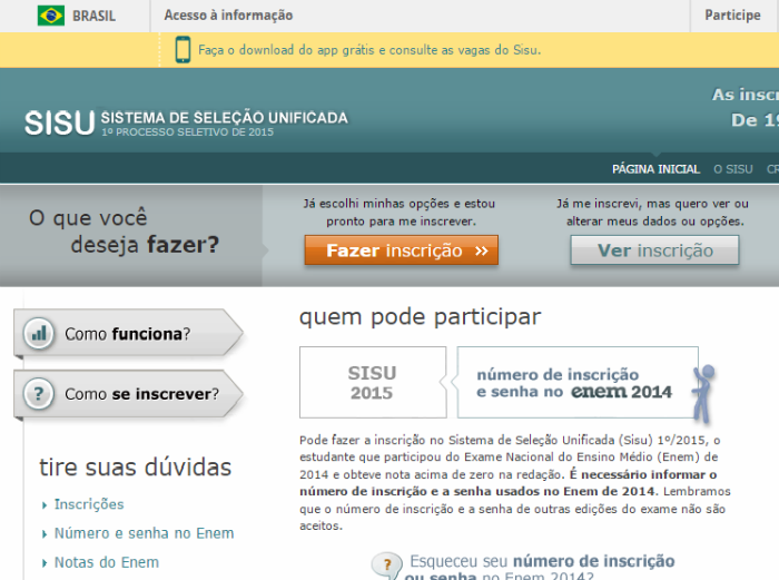 Inscrições para o Sisu terminam hoje 2