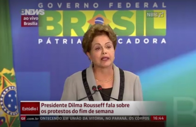 Dilma faz pronunciamento oficial sobre a manifestação